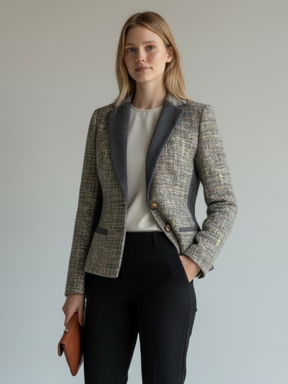 Trina Turk Green Plaid Tweed Blazer Jacket Golden Eye 2 XS